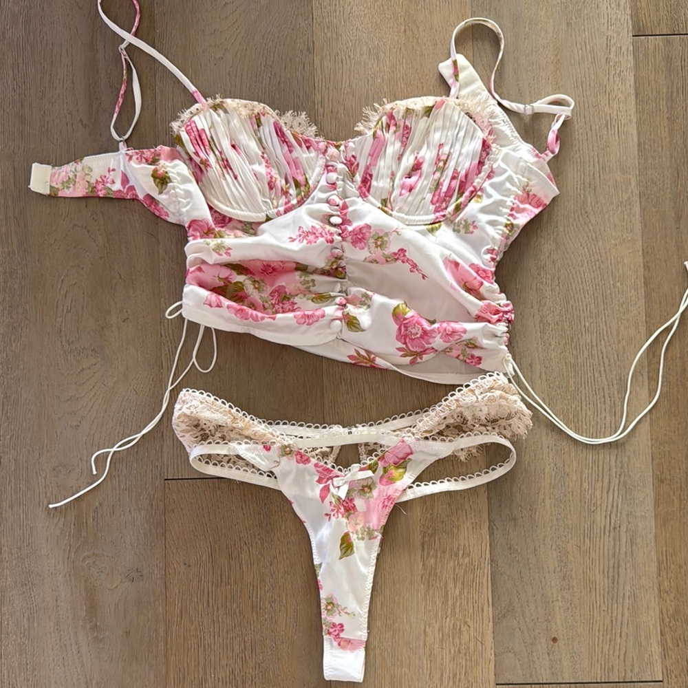 For Love & Lemons Floral Lace Lingerie Set